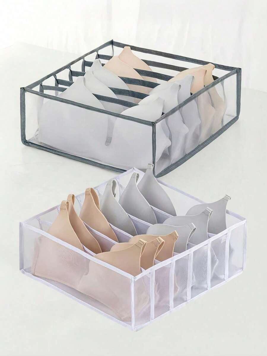 1pc/2pcs White/Grey/Underwear Organizer - 6 Gird Underwear Organizer, Foldable Underwear Divider Organizer, Closet Organizer Divider, Bra Drawer Organizer For Home Use - StyleA - View 1