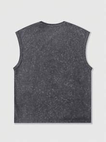 ROMWE MEN Essentials Men's Geometric Pattern Patchwork Crew Neck Casual Washed Tank Top Spring/Summer - Grey - View 2