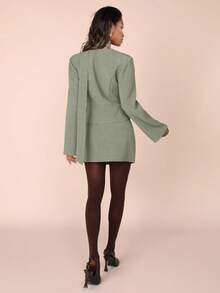 COSMINA Women's Solid Color Long Sleeve Front Button Cardigan And Midi Skirt Casual 2-Piece Set - Green - View 7