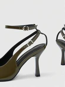 CUCCOO SZL Women's Fashionable And Elegant High Heel Sandals With Peep-Toe Buckle Design Valentine's Day - Dark Green - View 9