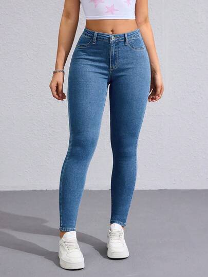 Flexra Women's Pocket Skinny Casual Versatile Jeans