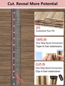 9AM HAIR Butterfly Weft Hair Extensions Human Hair Glueless OVO Pu Hole Genius Hand Tied Invisible DIY Double Weft Hair Extensions Straight 1pc 16 Inches - S4C - View 7
