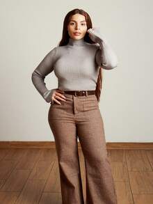 Lupita Cardoza 女式格子双口袋休闲皮带复古裤 - 彩色 - 查看 3