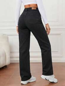 pantalon para dama wide leg, pierna ancha, recto, como stretch, calidad premium, moda, moderno - negro - Ver 2