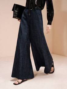 Arave 女士休闲粗花呢裤，春秋季 - 藍色 - 查看 3