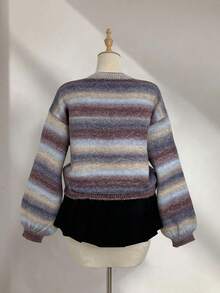 Elamini Women's Autumn/Winter Ombre Dropped Shoulder Long Sleeve Loose Casual Fashionable Sweater - Multicolor - View 2