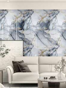 10pcs 0.9㎡ Deep Gray Marble Pattern Tile Sticker Waterproof & Moistureproof Aluminum Plastic Board Self-Adhesive Wall Paper For Wall Renovation And Decoration Valentine DAY, Valentines Wedding, Birthday - dark blue - View 6