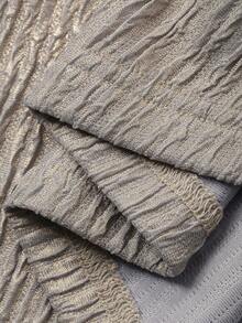 Dazy Plus V-Neck Ruffle Shoulder 2 In 1 Waist Slimming Long Sleeve Dress For Party - Gold - View 3