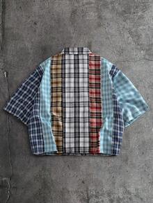 AXEPEAK Men's Plaid Short Sleeve Single-Breasted Casual Commuter Shirt - Multicolor - View 2