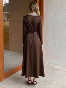 Elyressa A Lady Weaves An Elegant Mid-Length Dress - Brown - View 2