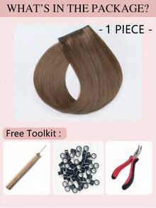 9AM HAIR Butterfly Weft Hair Extensions Human Hair Glueless OVO Pu Hole Genius Hand Tied Invisible DIY Double Weft Hair Extensions Straight 1pc 16 Inches - S4C - View 5