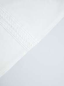 SHEIN Franclia Áo kiểu nữ thanh lịch, duyên dáng với họa tiết hoa và viền bèo nhún. - trắng - Xem 6