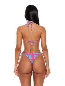 Musera Resort Áo bikini in hình khẩu hiệu phong cách Y2K, gợi cảm, thích hợp cho kỳ nghỉ, du lịch, bơi lội, mùa hè. - Màu Hồng Tươi - Xem 3