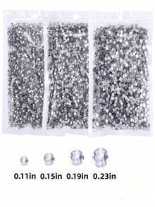 2000 viên đá giả kim cương giả bằng nhựa màu bạc, hình tròn, kích thước 3-6mm, dùng để làm phụ kiện giày dép, quần áo, mỹ phẩm, túi xách, trang trí. - Bạc - Xem 2