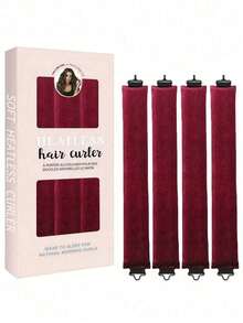 5件套/4件套/3件套发型设计套装+睡帽，免加热卷发器，方便实用，卷发工具，橡皮筋卷发器，睡眠发型设计工具，女士泡沫卷发器 - 酒紅色 - 查看 10