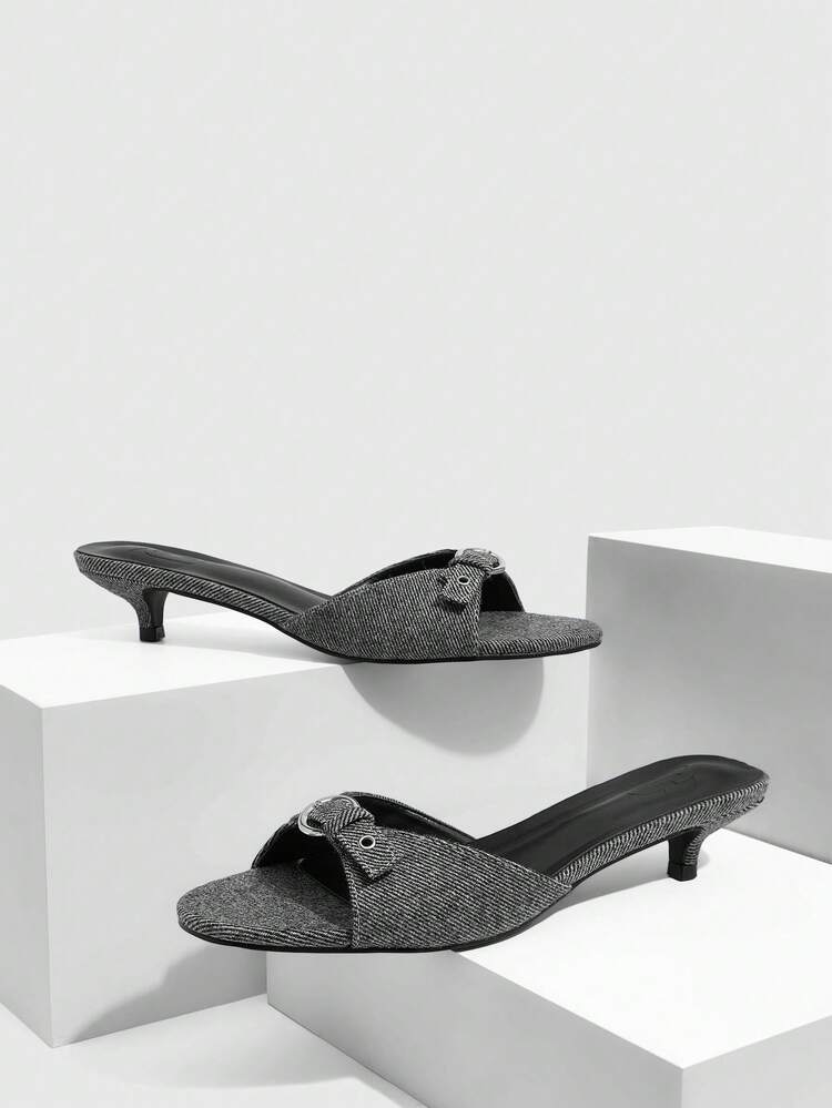 CUCCOO SZL Women's Buckle Design Casual Fashion Stiletto Slide Sandals For Christmas Valentine's Day Prom Heels