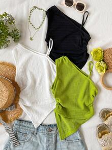 Sparklyn 女童休闲度假绿色修身吊带背心，舒适柔软，适合春夏、度假、旅行等场合。 - 彩色 - 查看 3