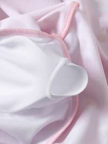 SHEIN Tween Girl Summer Vacation Beach Ditsy Floral Ruffle Sleeve One-Piece Swimsuit - Pink - View 5