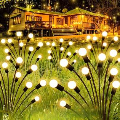 6/8/10 LED Solar-Powered Garden Lights, Outdoor Lights, Solar-Powered Garden Lights, Swing-Type Outdoor Lights Suitable For Garden, Terrace, Passageway, And Walkway Decoration; Warm White Halloween And Christmas Gifts. [Solar]