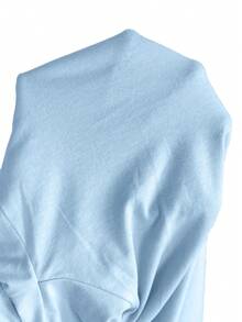 SHEIN EZwear 大码女式休闲纯色长袖T恤，适合日常通勤，春秋季穿着 - 淺藍色 - 查看 7