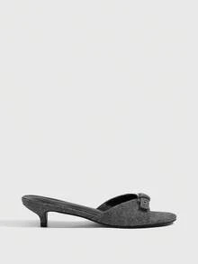 CUCCOO SZL Sandalias de tacón de aguja de moda casual con diseño de hebilla para mujer - Gris - Ver 3