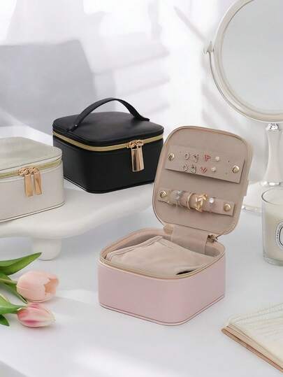 1pc MJewelry Box With 12 Velvet Jewelry Pouch Jewelry Travel Organizer For Women Girl Jewelry Case Necklace Rings Earrings Bags || Best Gifts For Daughter, Girlfriend, Mom | Gifts For Her