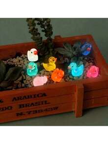 50/100只发光小鸭子迷你树脂鸭子，黑暗中会发光，可用于史莱姆、娃娃屋、花园装饰（多种颜色） - 彩色 - 查看 10