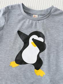 Cozy Pixies 4pcs/Set Young Boy Cartoon Penguin Pattern Knit Soft Crew Neck Long Sleeve Pullover Top & Plaid Pants Kids Loungewear Cute Pjs For Kids Kids Sleepwear Boy Pajama Sets Kids Clothes Set - Multicolor - View 4