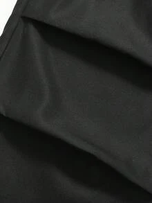 Girlism 少女休闲复古学院风宽松超大款插肩撞色印花圆领T恤和工装裤针织套装，黑白配色 - 彩色 - 查看 7