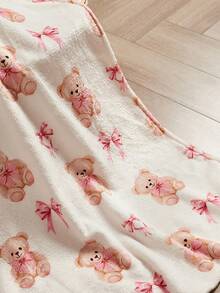 Cozy Pixies 1pc Baby Blanket, Newborn Cute Bear Pattern Plush Swaddle Blanket, Soft & Warm - Multicolor - View 8