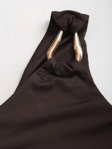 Sweetra Vestido corto sexy y elegante para mujer, adecuado para citas y salidas casuales, primavera/verano - Marrón - Ver 4