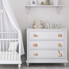 1pc Solid Wood Animal Drawer Pulls, Modern Woodland Animal Wooden Cabinet Knobs,Furniture, Dresser, Wardrobe – Natural Beech Finish - Multicolor - View 3