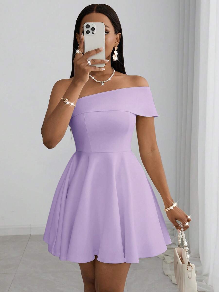 Slaydiva Rochie mini albă cu umeri goi, primăvară/vară 2025, nou-venită, pentru sezonul de nunți, festivaluri de muzică, petreceri, casual, cluburi, ocazii formale - A - Mov Mov - Vizualizare 1