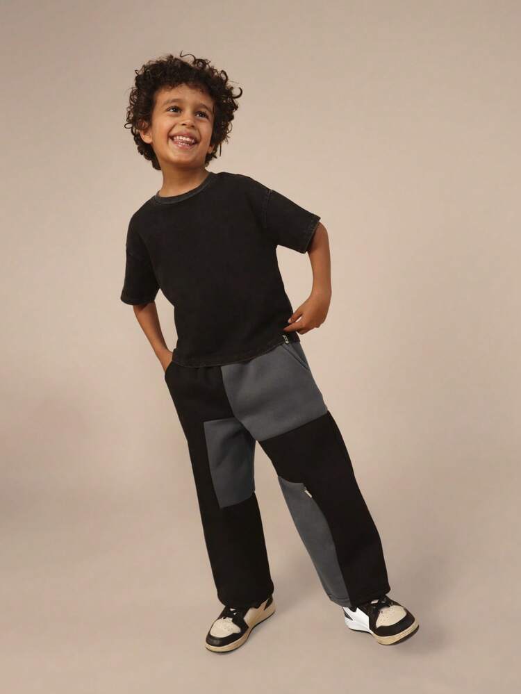 Pantalon de survêtement color block à taille élastique