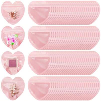 40 pièces - Sac en forme de cœur rose, sac refermable, mini sac mignon, sac à breloques pour la Saint-Valentin, sac refermable transparent, sac à collation mignon, fournitures pour fête d'anniversaire de mariage d'affaires, décoration de la Saint-Valentin, sac cadeau de la Saint-Valentin, sac cadeau de Pâques, décoration de la Fête des Mères, cadeau de la Fête des Mères, sac cadeau de la Fête des Mères