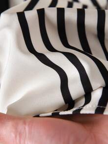 EMERY ROSE 女士休闲宽松拼接圆领连衣裙，适合日常穿着、约会和外出，夏季休闲连衣裙，度假装，女士度假连衣裙，休闲长裙，黑白连衣裙，女士短袖夏季连衣裙，女士度假套装，女士夏季连衣裙，女士夏季套装，条纹连衣裙，女士休闲连衣裙，黑白连衣裙 - 彩色 - 查看 7