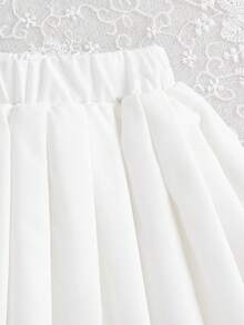 SHEIN 2件套女婴0-3岁休闲优雅Polo衫上衣和百褶裙套装 - 灰色 - 查看 6