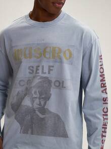 Musero 圆领长袖印花T恤 春夏必备街头风 - 藍色 - 查看 2