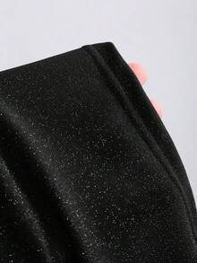 SHEIN Sweetro 针织金属线性感抹胸修身迷你连衣裙，饰有蝴蝶金属扣，适合春、夏、秋、冬四季穿着。 - 黑色 - 查看 4