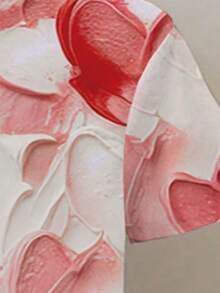 Resyla Valentine's Day Ink Heart Print Women's T-Shirt, Round Neck Short Sleeve, Women's Sportswear, Spring/Summer