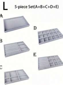 珠宝托盘收纳盒，珠宝项链耳环戒指展示收纳盒，可堆叠珠宝架盒化妆品收纳盒，适用于耳环项链戒指手链吊坠珍珠 - 灰色 - 查看 25