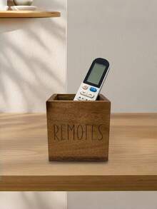 1 PIEZA Organizador de madera para control remoto, caja elegante para control remoto de TV para mesita de noche, sala de estar y organizador de medios para el dormitorio para mantener tu espacio ordenado - Marrón - Ver 7