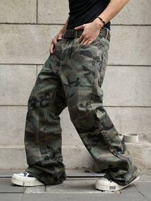 Manfinity EMRG Men's Camouflage Print Slant Pocket Casual Fashion Jeans - Multicolor - View 3