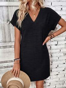 EMERY ROSE Vestido casual de unicolor con cuello en V para citas y salidas de las mujeres - Multicolor - Ver 4