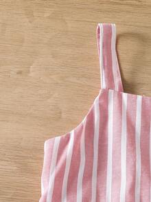 SHEIN Vintaside Kids 两件套女童条纹荷叶边吊带背心和裤子休闲套装