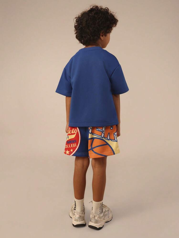 Basketball Print T-Shirt And Shorts Set