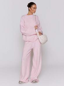 MUSERA Áo len oversized dệt kim, phong cách đường phố cá tính, dễ thương, thích hợp cho mùa thu đông, năm mới, ngày lễ tình nhân, mùa xuân. - Hồng - Xem 1