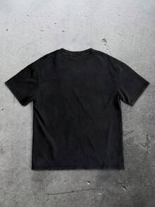 Manfinity EMRG Men's Heart & Red Lip Print Cotton T-Shirt, Valentine's Day Gift Street Wear Tee Black Red Graphic Tee - Black - View 2