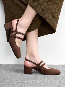CUCCOO BIZCHIC Women's Classic Chocolate Brown Lace-Up Low Heel Shoes, Essential For All Seasons Globally Valentine's Day - Chocolate Brown - View 3