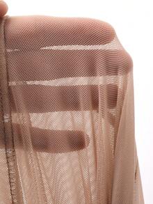 DAZY Sheer Mesh One Shoulder Long Sleeve Lingerie - Khaki - View 3